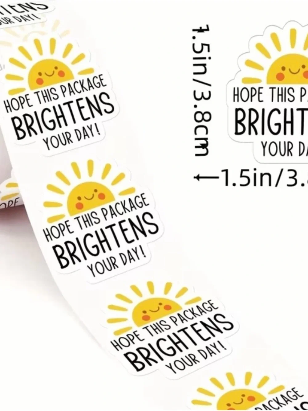Brightens Your Day Yellow Sun Shipping Stickers - 1 Roll 300
